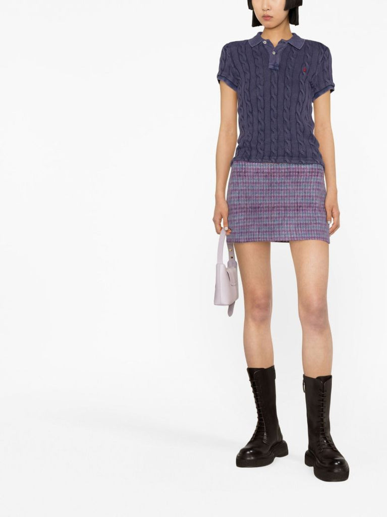 Purple Low-rise Plaid Mini Skirt
