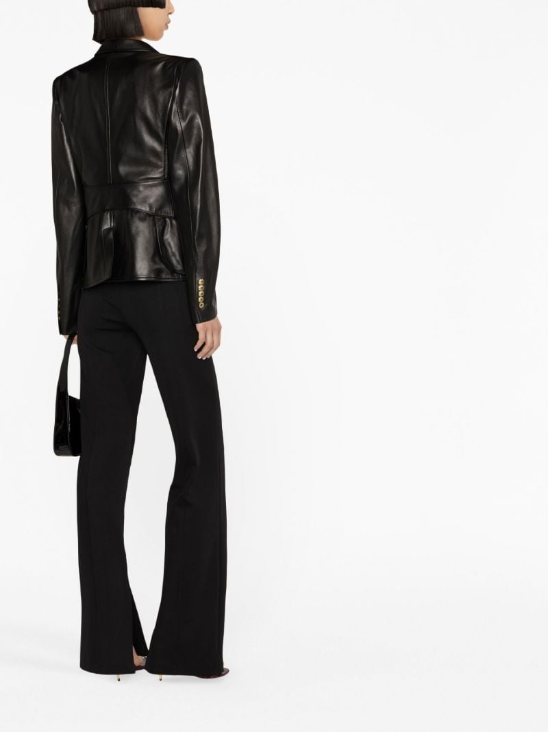 Black Peak Lapel Leather Blazer