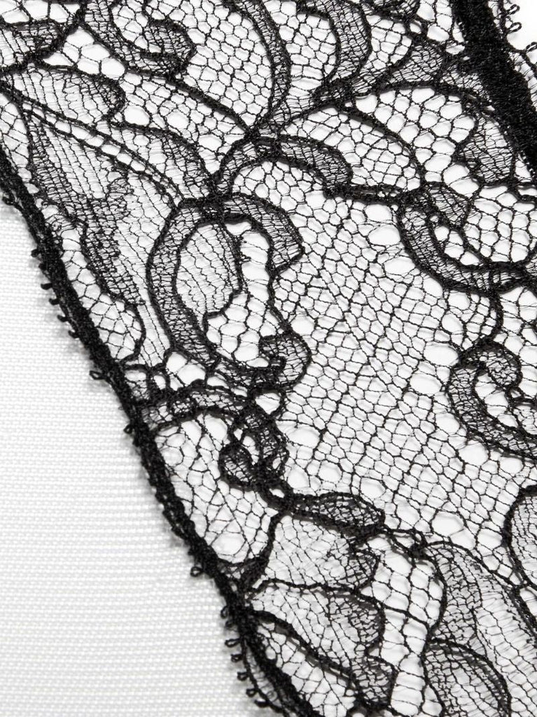 Black Lace Tulle Bodysuit