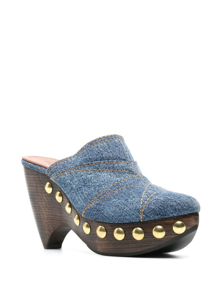 Blue Le Sabot 120 Denim Mules