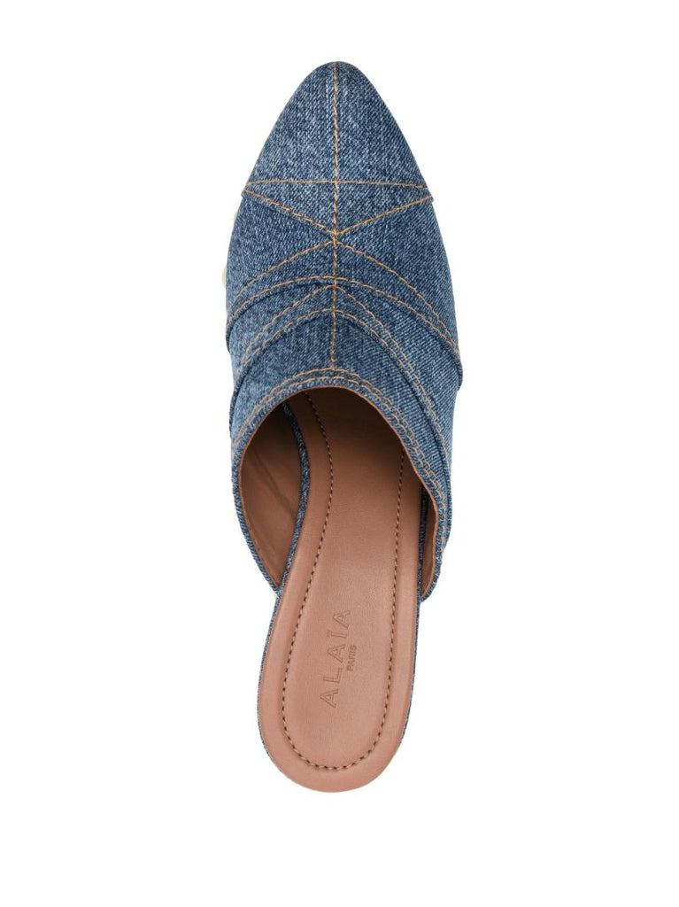 Blue Le Sabot 120 Denim Mules