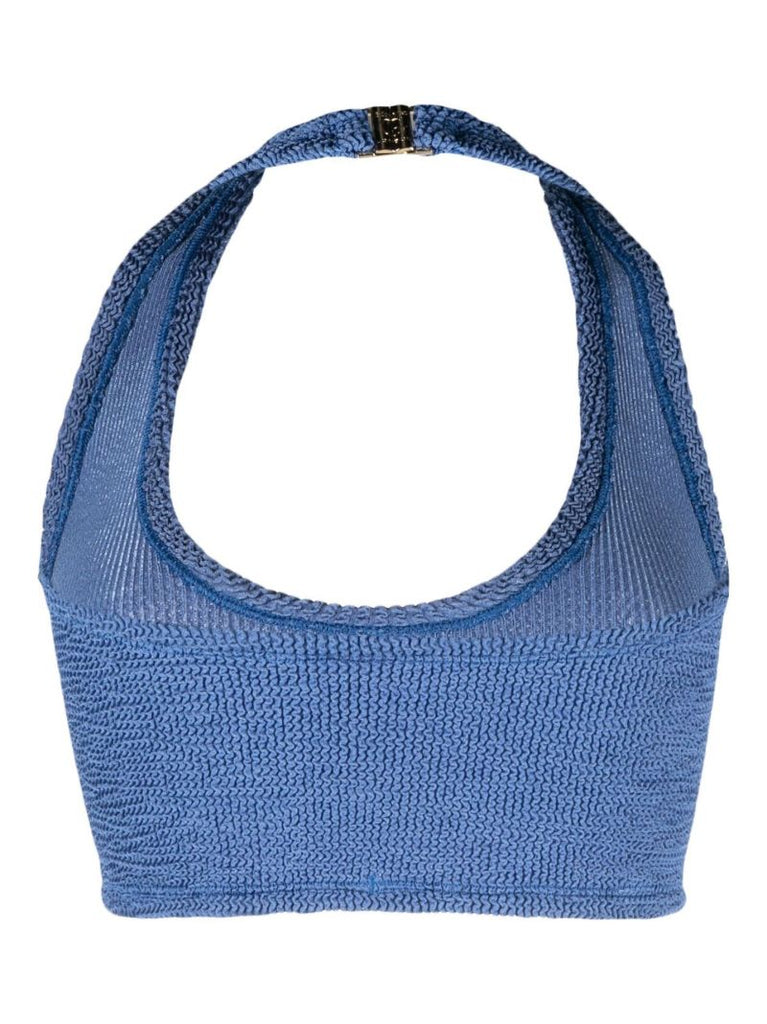Blue Nova Crinkled Halterneck Top