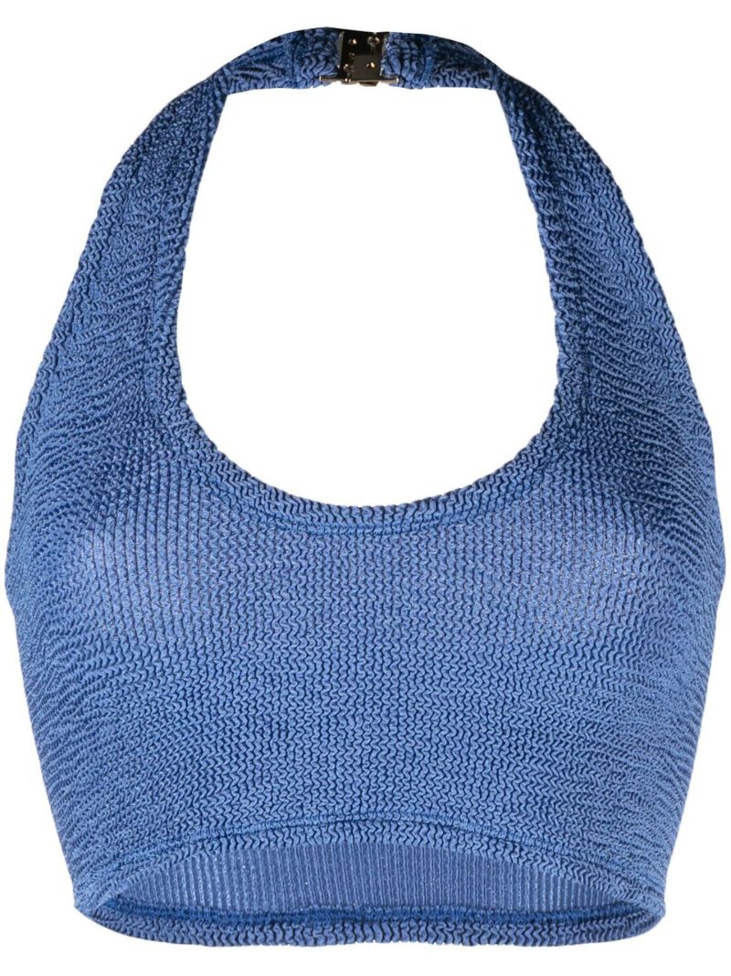 Blue Nova Crinkled Halterneck Top