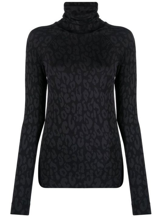 Black Leopard Base Layer Ski Top