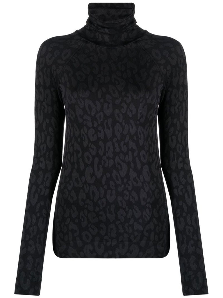 Black Leopard Base Layer Ski Top
