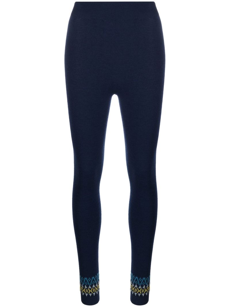Blue Fair Isle Base Layer Ski Leggings
