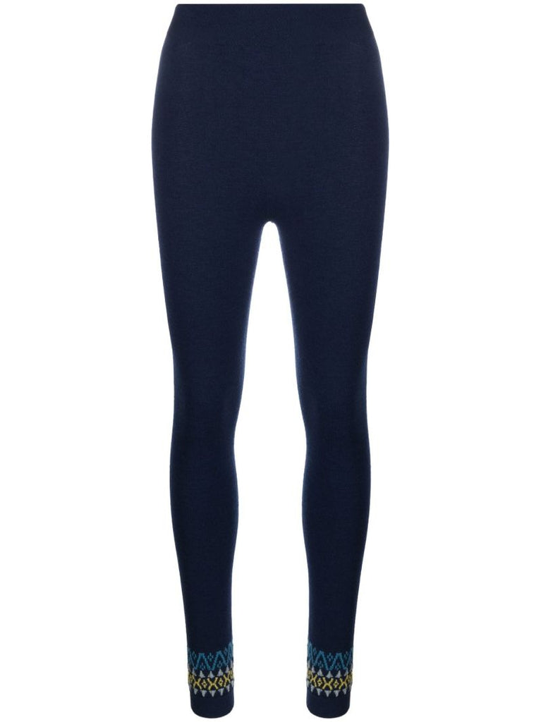 Blue Fair Isle Base Layer Ski Leggings