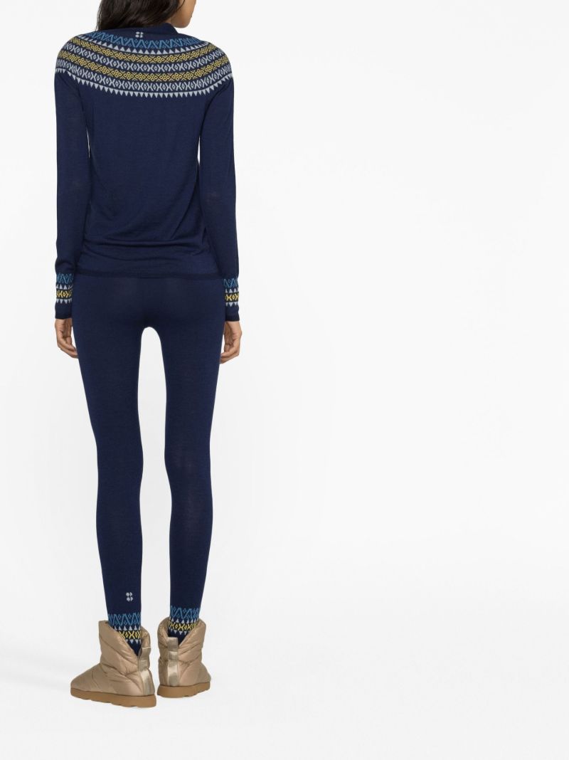 Blue Fair Isle Base Layer Ski Leggings