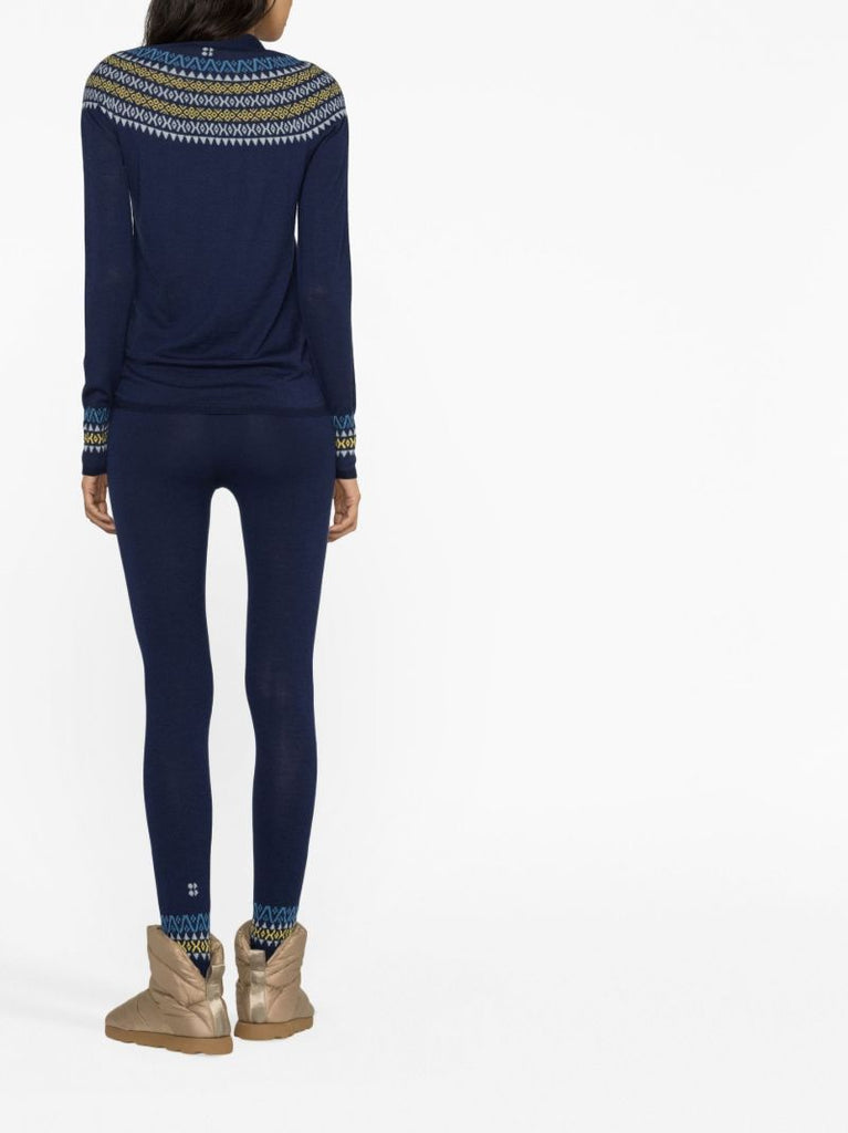 Blue Fair Isle Base Layer Ski Leggings