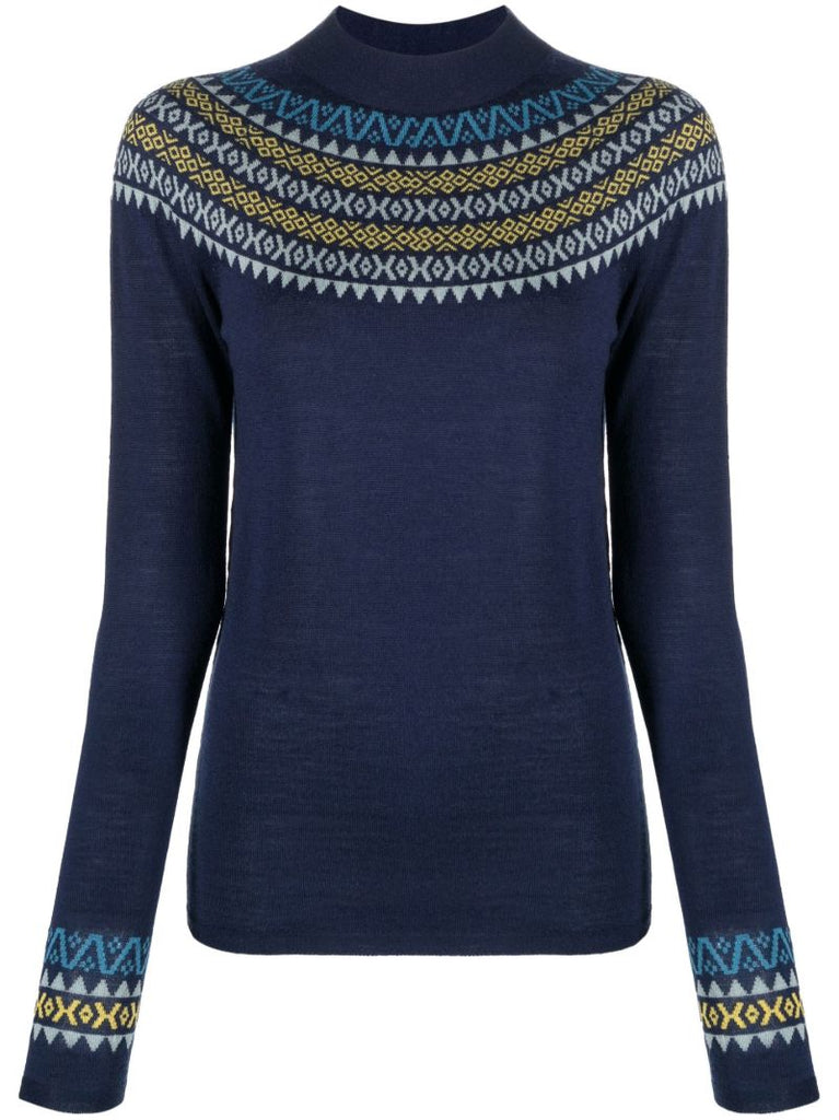 Blue Fair Isle Base Layer Ski Top