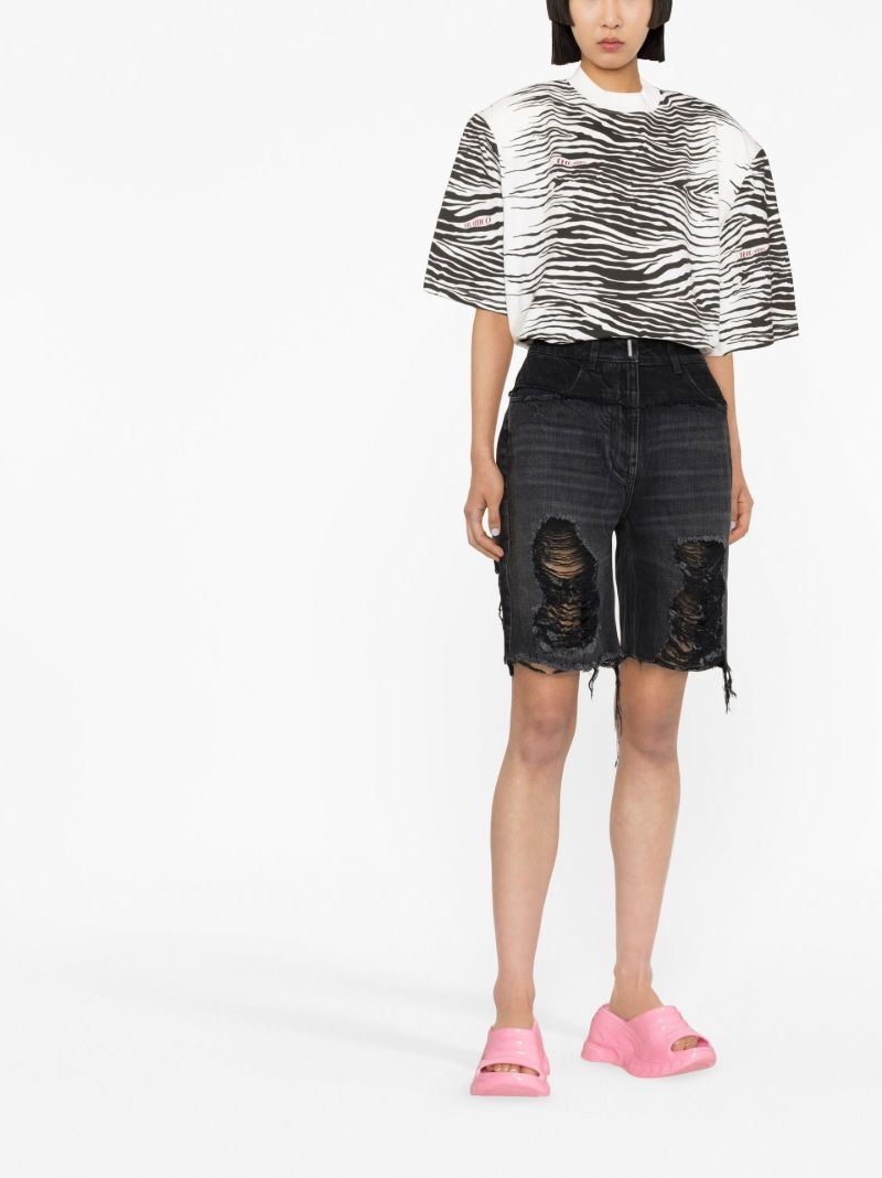 Black Distressed Denim Shorts