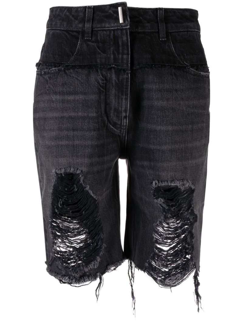 Black Distressed Denim Shorts