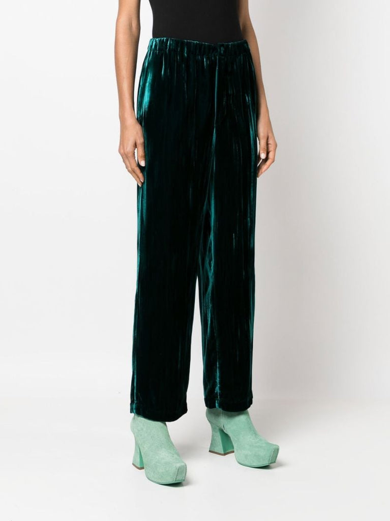 Green Crushed Velvet Trousers