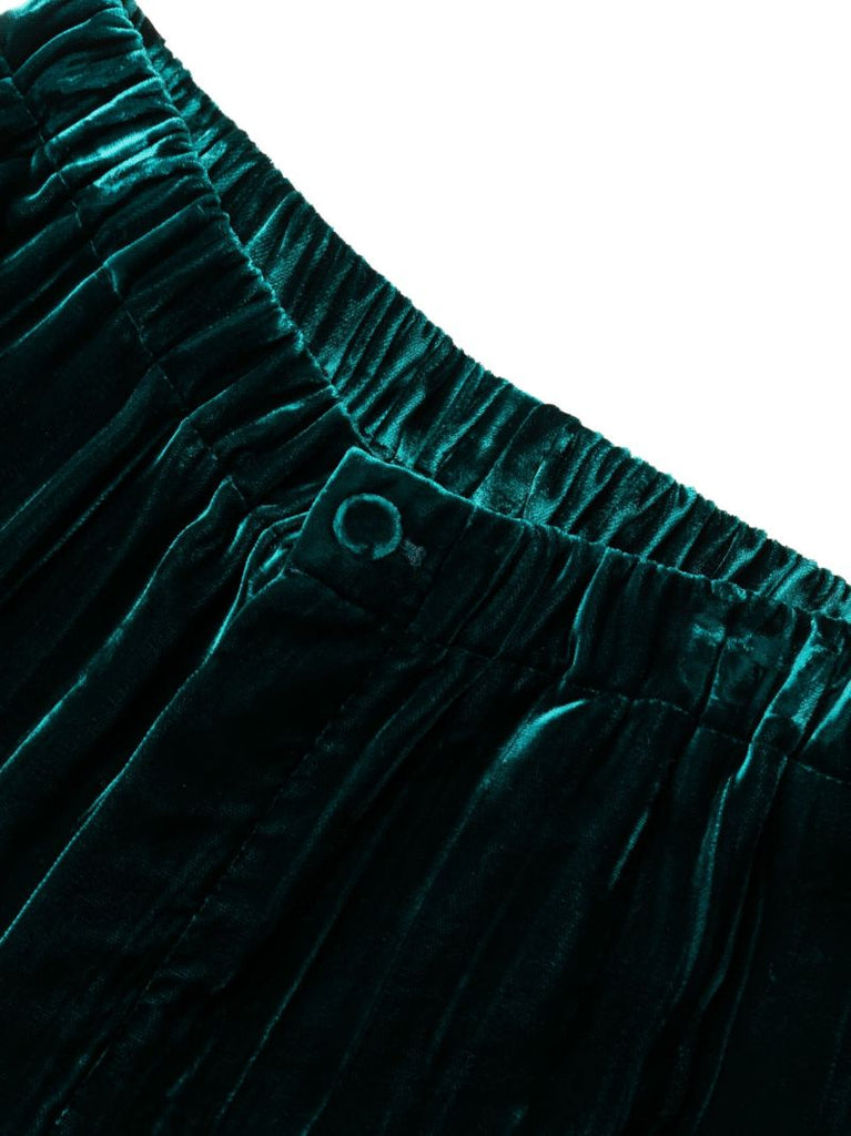 Green Crushed Velvet Trousers
