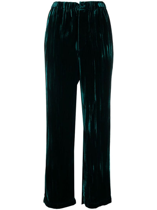Green Crushed Velvet Trousers