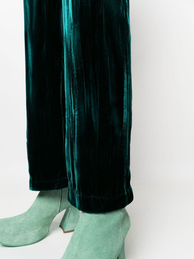 Green Crushed Velvet Trousers