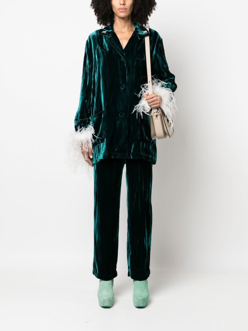 Green Crushed Velvet Trousers