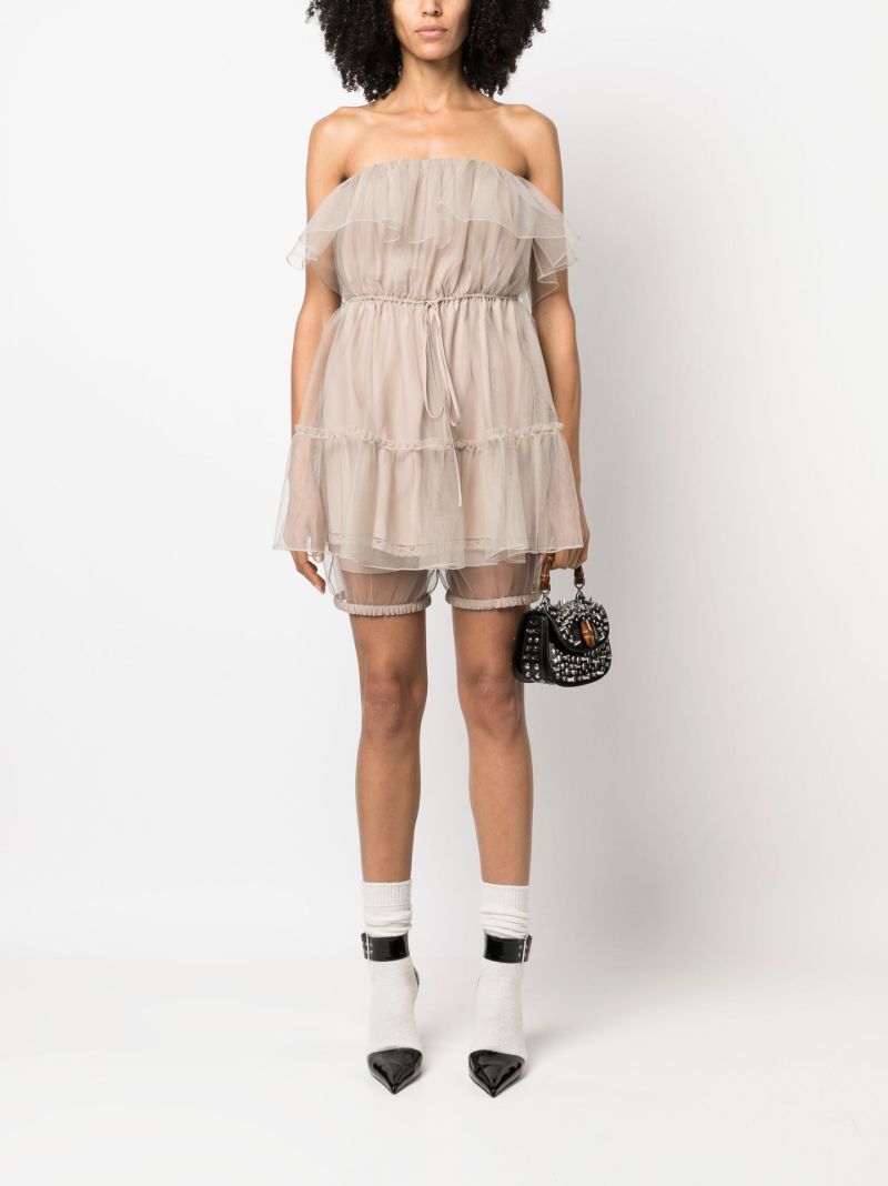 Neutral Ruffled Tulle Top