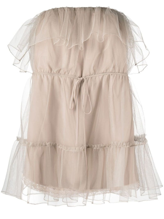 Neutral Ruffled Tulle Top