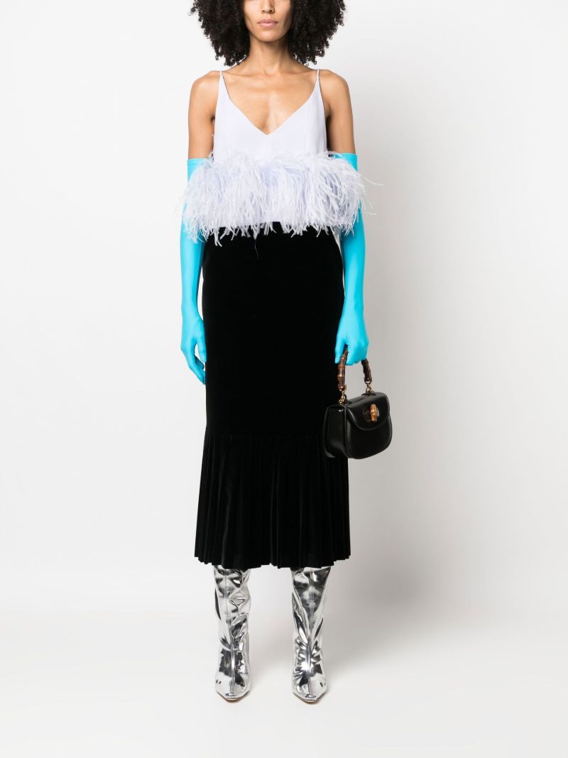 Black Tiered Velvet Midi Skirt