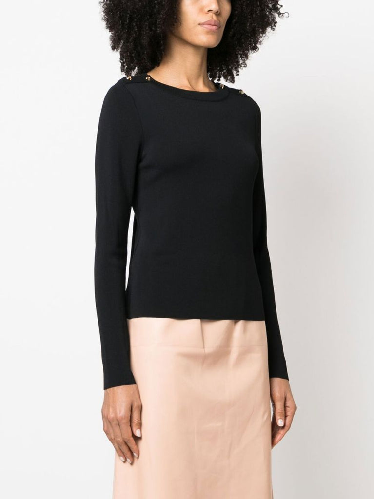 Black Buttoned-shoulder Sweater