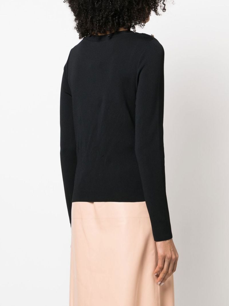Black Buttoned-shoulder Sweater
