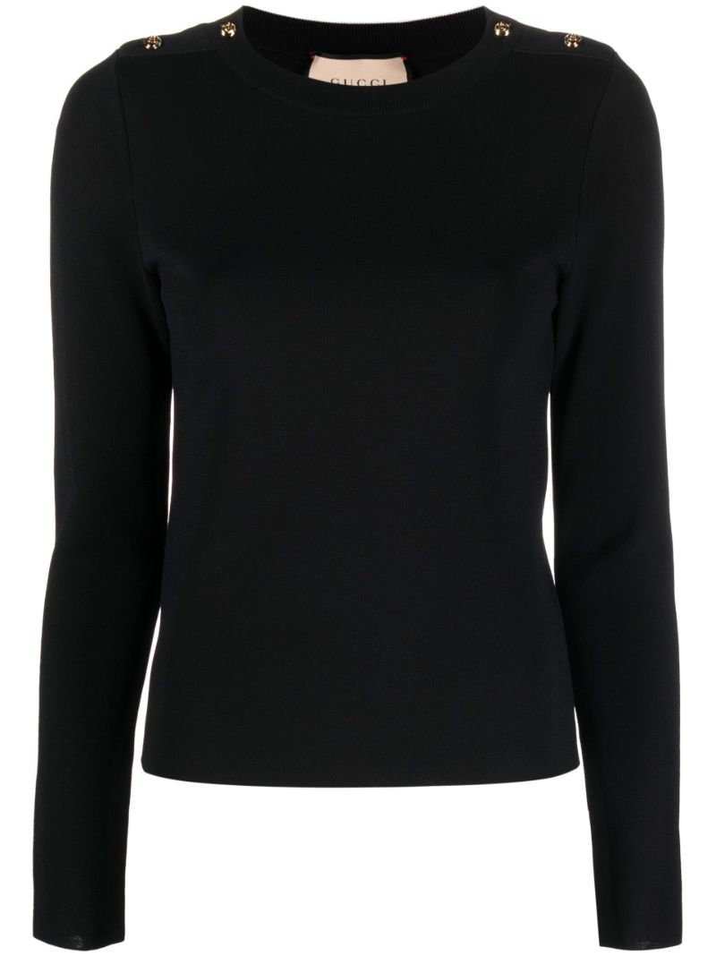 Black Buttoned-shoulder Sweater