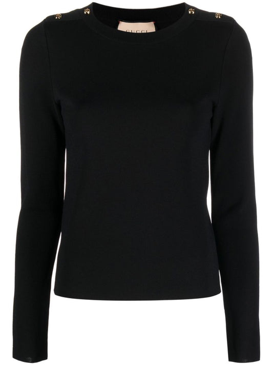 Black Buttoned-shoulder Sweater