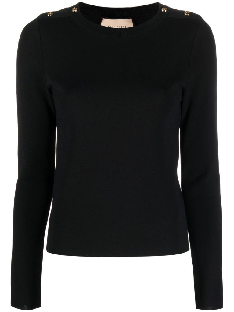 Black Buttoned-shoulder Sweater