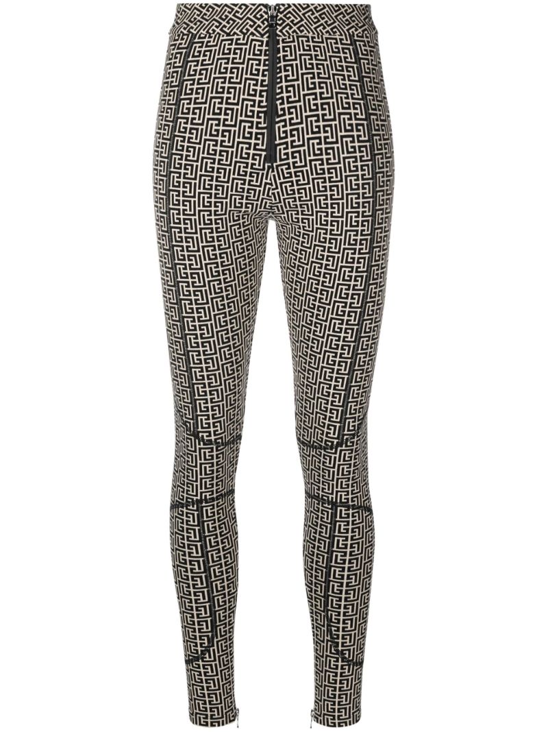 Black Monogram Print High-waisted Leggings