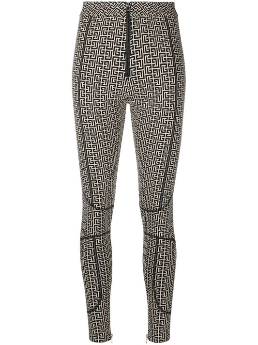 Black Monogram Print High-waisted Leggings