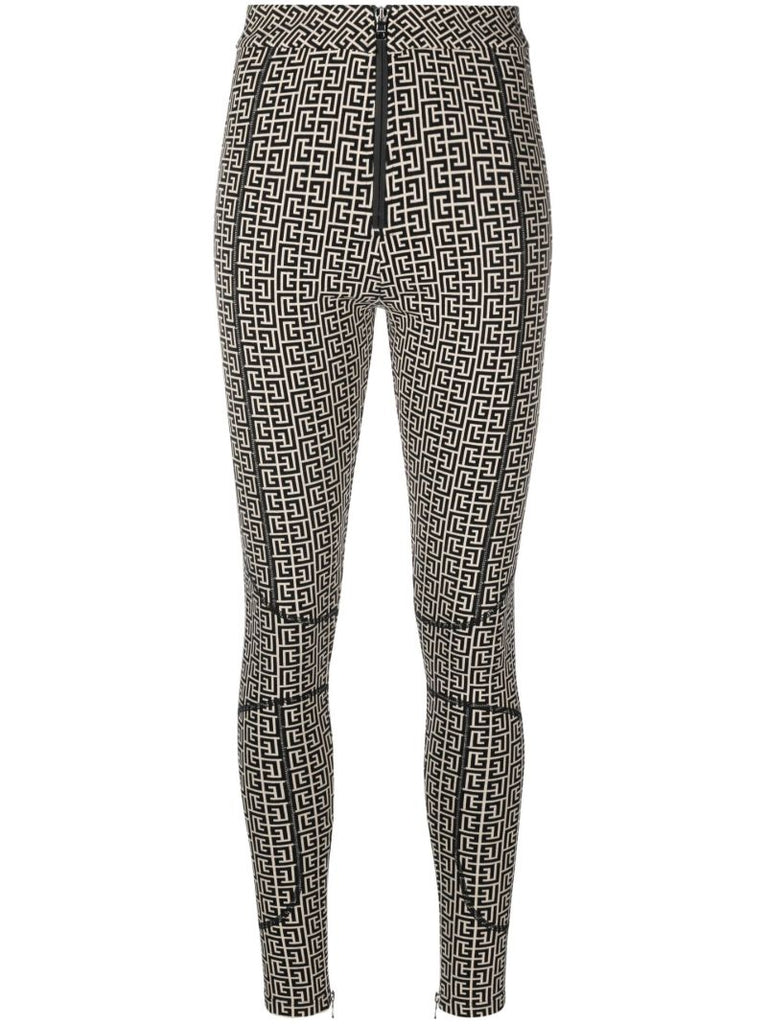 Black Monogram Print High-waisted Leggings