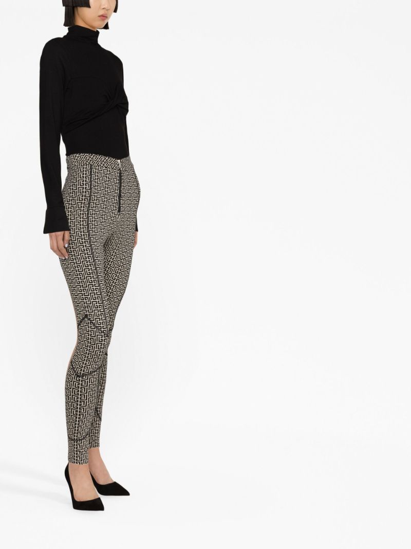 Black Monogram Print High-waisted Leggings