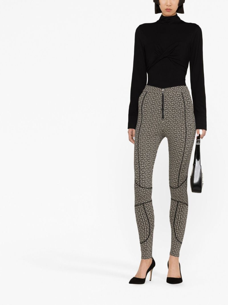 Black Monogram Print High-waisted Leggings