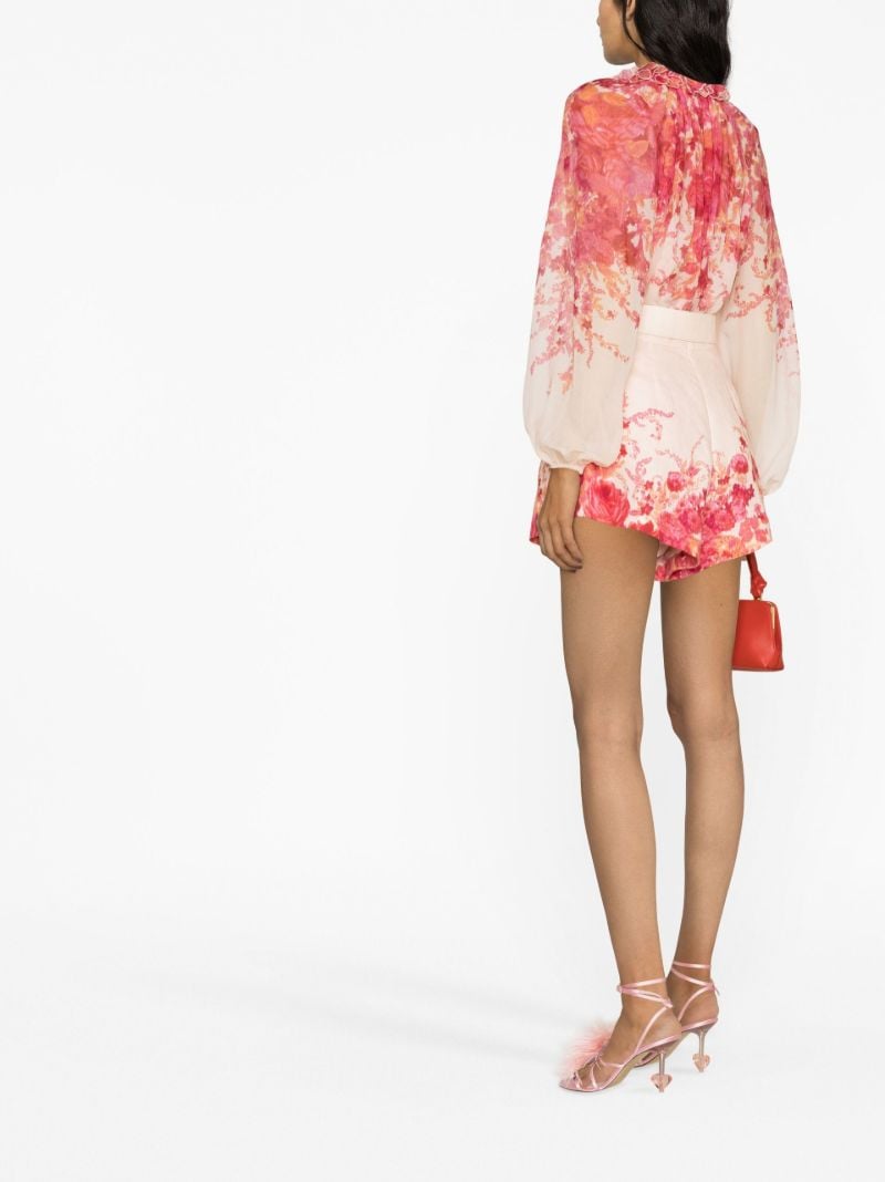 Pink High Tide Tuck Belted Linen Shorts