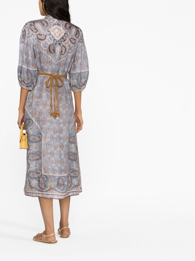 Blue Vitali Paisley-print Midi Dress