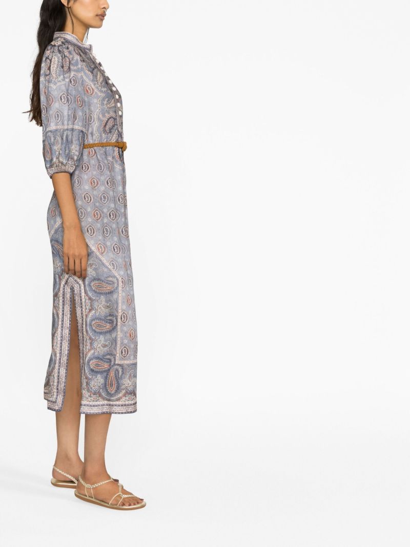 Blue Vitali Paisley-print Midi Dress