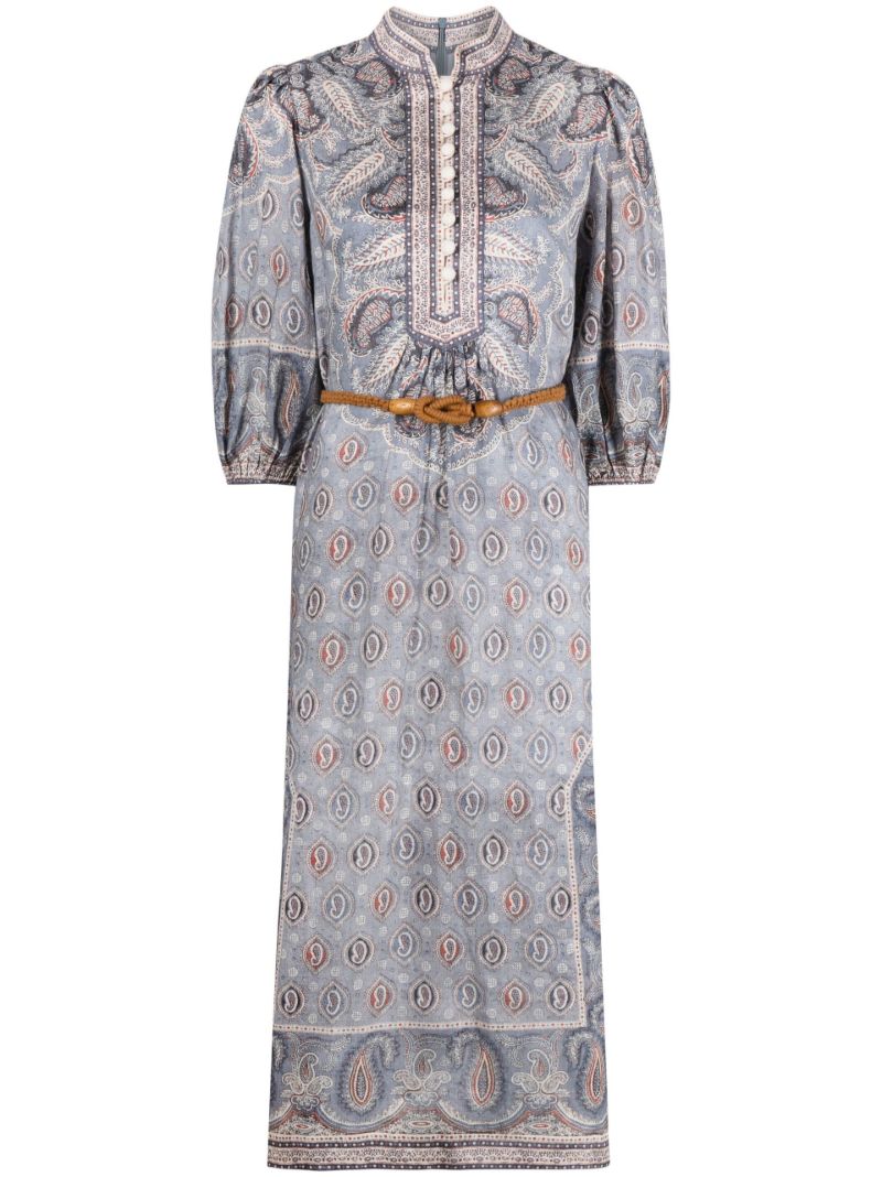 Blue Vitali Paisley-print Midi Dress