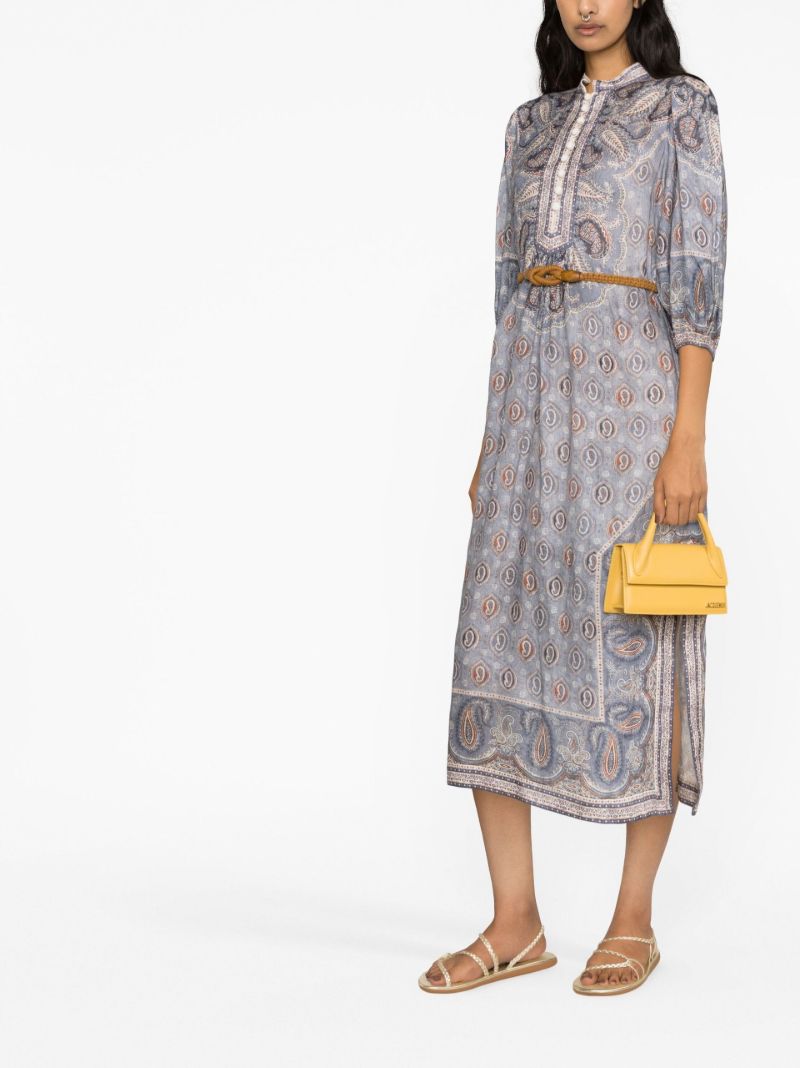 Blue Vitali Paisley-print Midi Dress