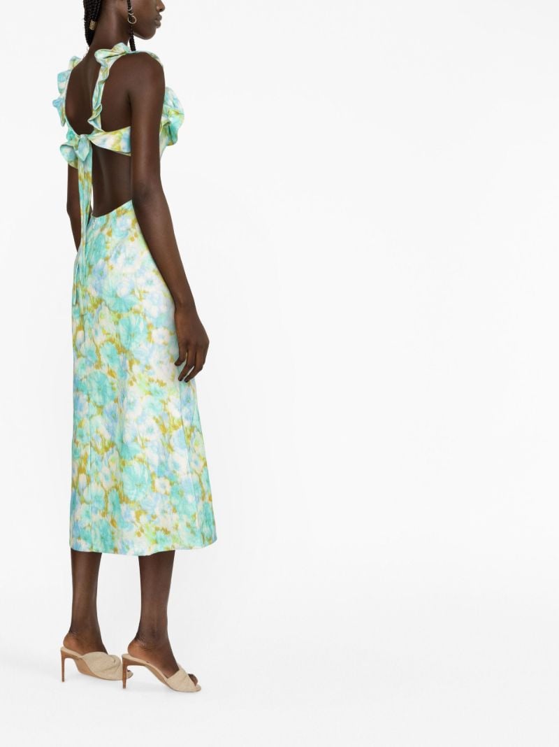 Blue High Tide Floral Print Midi Dress