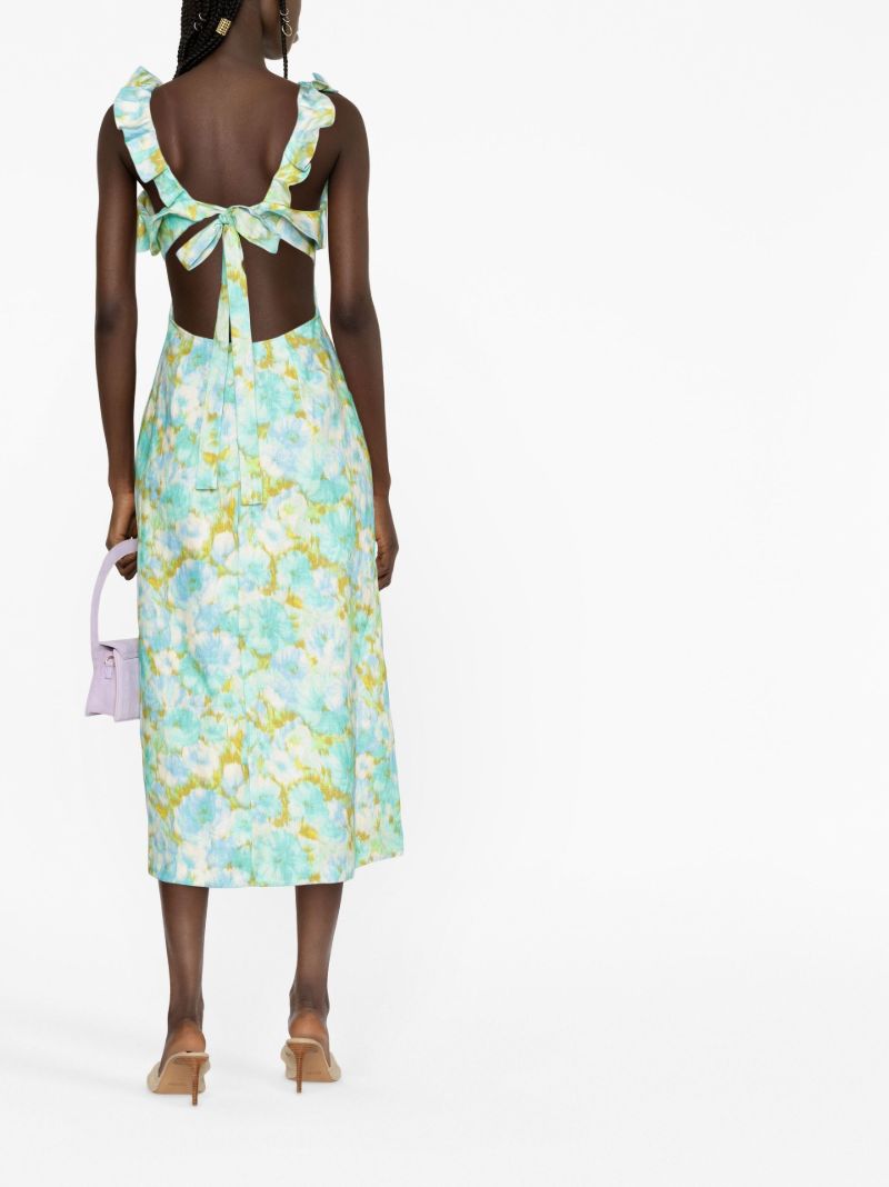 Blue High Tide Floral Print Midi Dress