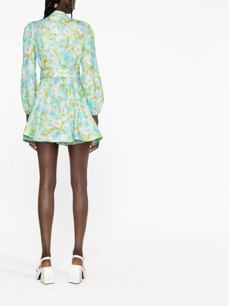 Blue High Tide Floral Print Mini Dress