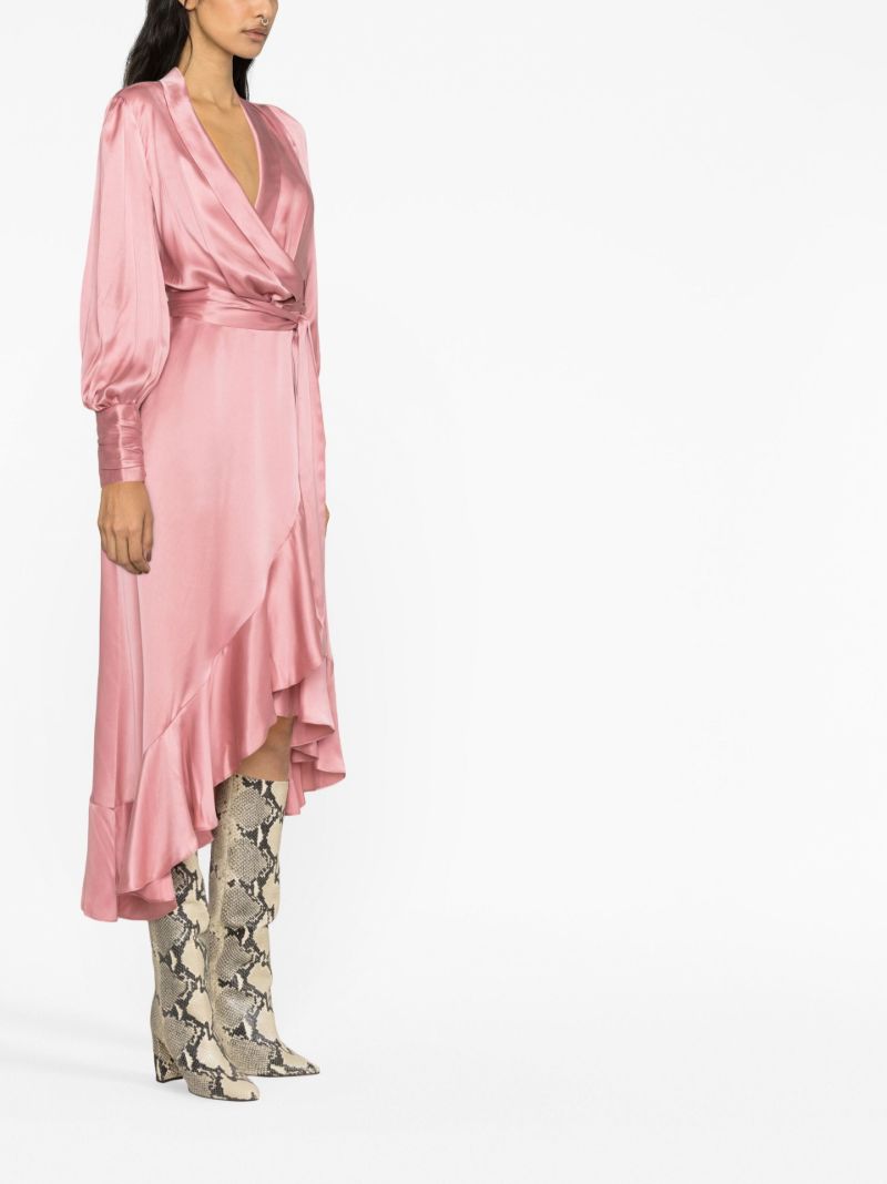 Pink Silk Wrap Dress