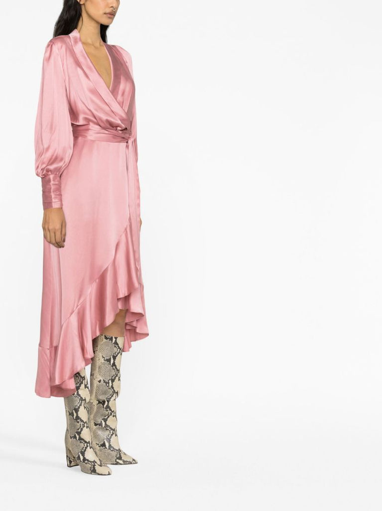 Pink Silk Wrap Dress