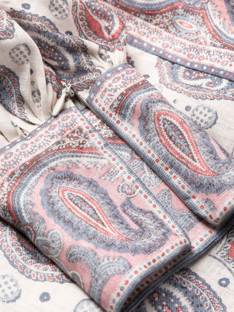 White Vitali Paisley Print Mini Dress