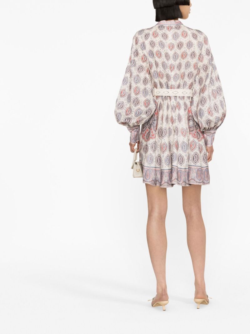 White Vitali Paisley Print Mini Dress