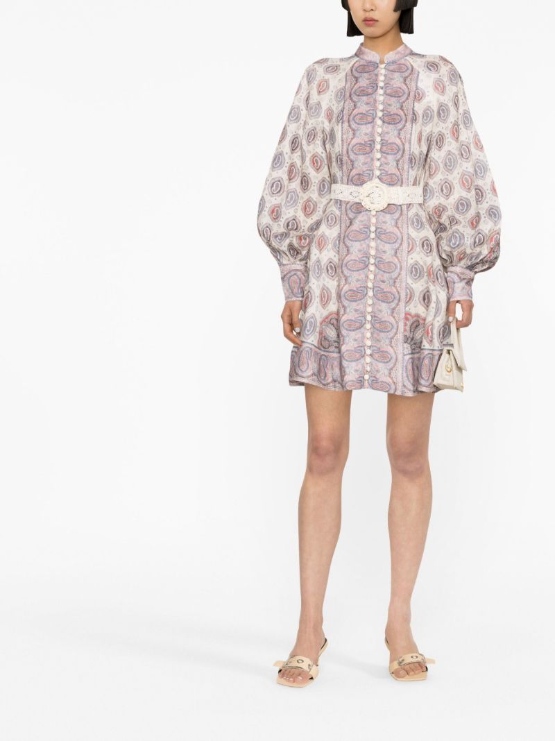 White Vitali Paisley Print Mini Dress