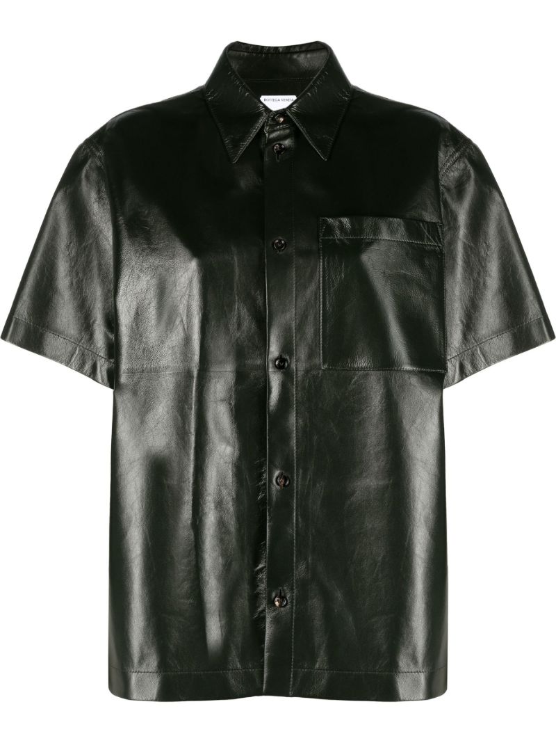 Green Short Sleeved Leather Shirt