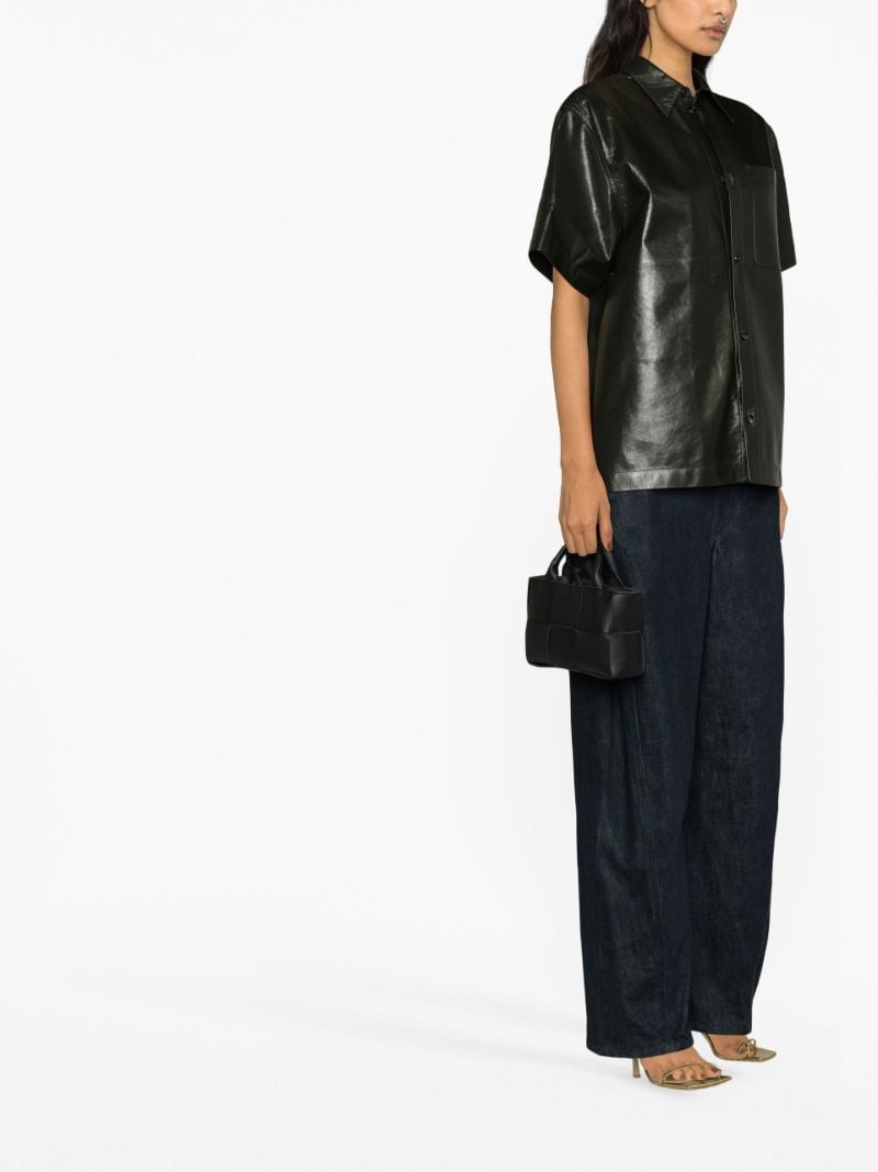 Green Short Sleeved Leather Shirt