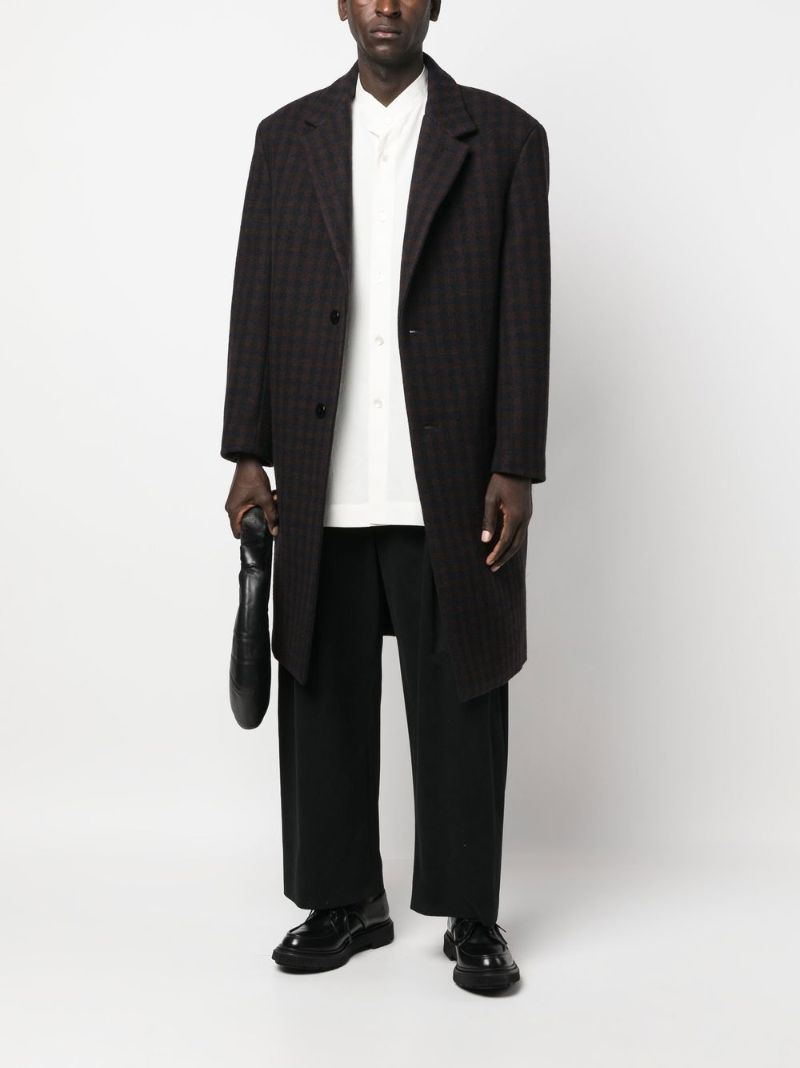 Brown Chesterfield Check Wool Coat